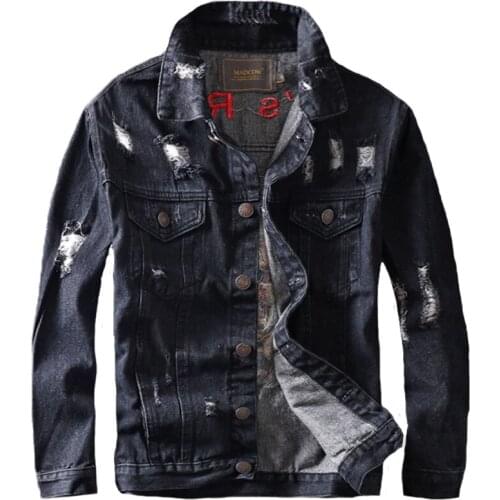 Mens denim jacket autumn jacket washed denim jacket elegant skull embroidery casual denim jacket streetwear