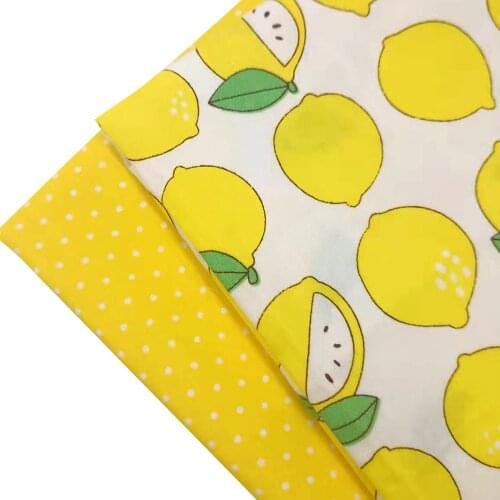 Yellow Series Lemon Printing Cotton Twill Fabric Woven 100% Pure Cotton Material Fabric For Home Textile Bedding Wall Decoration