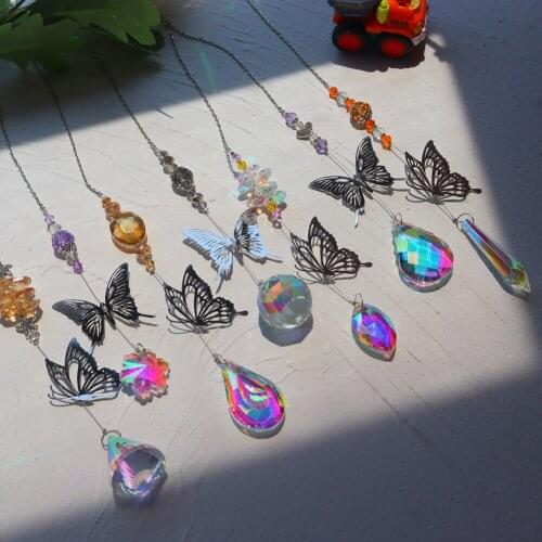 Crystal Windchimes Star Moon Pendant Handmade Sun Catchers Wind Chime Garden Wedding Curtain Window Hanging for Home Decoration