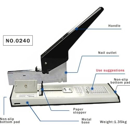 Huapuda Large Capacity Paper Binding Stapler Heavy Duty Stapler Bookbinding Stapling Staples Hand Operated Stapler 0100 & 0240
