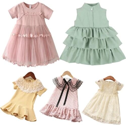 Summer Cute Black Ball Gown New Girls Dresses Kid Girl Party Dress Sleeveless O Neck Cake Ruffled Tutu Bubble Dress 2-6 Years