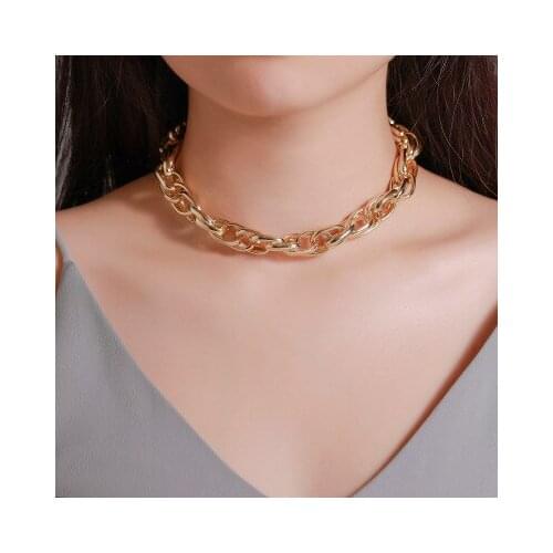 Hot new product personality simple metal thick chain necklace exaggerated punk style ladies necklace