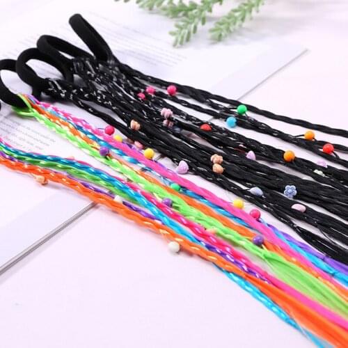 Hot sale ladies fashion girl summer bohemian head rope colorful gradient wig braid hair ring bandage bandage adult children styl
