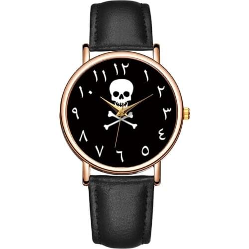 Men Women Watch 2020 New Stylish Skull Dial Fashion Casual Watch Leather Watchband Quartz Wristwatch Gift Saats Relogio Feminino