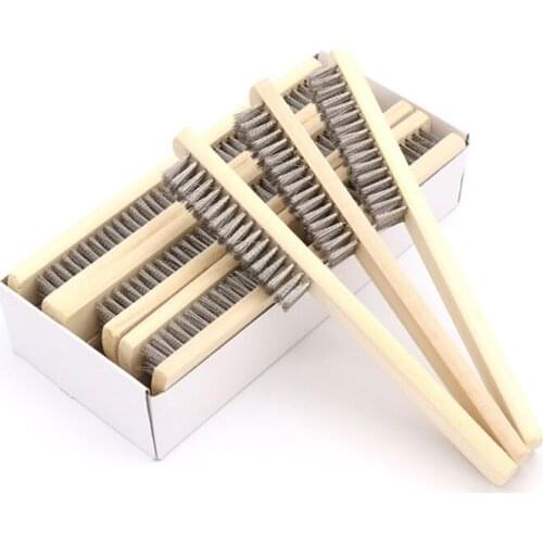 Wire Brush Set,Detailing Cleaning Wire Scratch Brush, Stainless Steel Bristles with Wood Handle, 3-Pieces/Pack