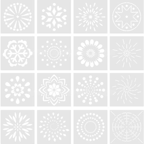 16pcs Reusable Mandala Dotting Tools Tiles Templates Stencil Set DIY Painting Drawing Drafting Art Craft Projects Album Supplies