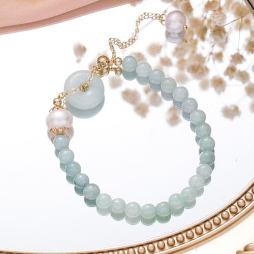 New Natural Jade Beads Freshwater Pearls Pendant Strand Bracelets for Woman Fashion Jewelry Accessories Birthday Gift YBR240