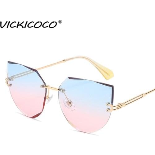 New Rimless Cat Eye Sunglasses Women 2021 Fashion Metal Frame Vintage Sun Glasses Elegant Ladies Eyewear Cut-edge Glasses UV400