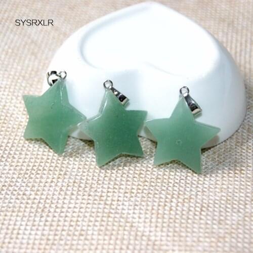 Wholesale High-Quality Charm Water Star Shape Natural Green Aventurine Stone Pendant DIY Fit Necklaces For Jewelry Making