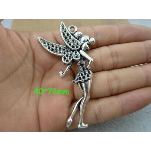 Excellent New Item ! Vintage Silver Angel Girl Charms Pendant,40*72mm,Metal Angel For Craft DIY, 9PCS -Free Shipping