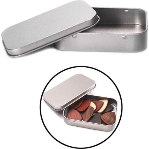 Portable Metal Acoustic Guitar Pick Plectrum Holder Case Box Rectangle Round