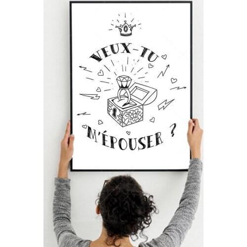 Will you marry me poster/proposal engagement love ring poster, give him her wedding gift decoration wall poster