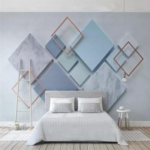 Simple geometric square stereo TV background wall specializing in the production of high-end mural wallpaper 3D photo wall