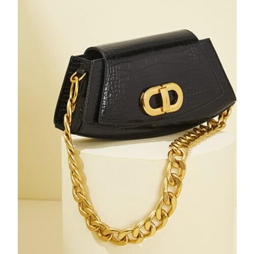 Luxury Gold Chain Handbag Stone Pattern Leather Women Handbag Designer Chain Shoulder Bag Underarm Small Bag