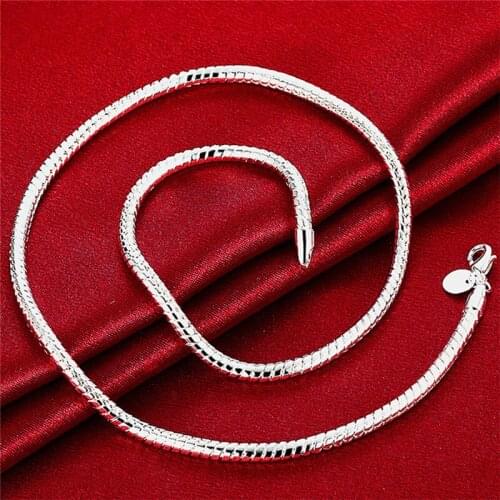 925 Sliver 4MM Snake Chain 20 Inchs Necklace Fashion Jewelry For Women Daily party Accessories Wedding Trendy Gift