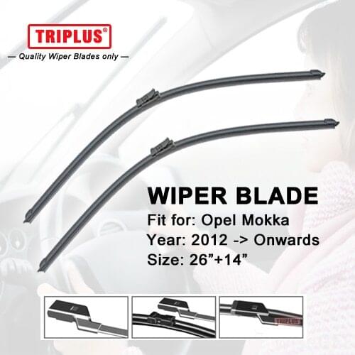 Wiper Blade for Opel Mokka (2012-now) 1set 26"+14",Flat Aero Beam Windscreen Wiper Frameless Windshield Soft Boneless Blade
