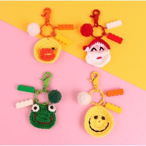 Wool Santa Duck frog smiling face knitting Wool Handmade Very Cute key chain bag Charm key ring llaveros
