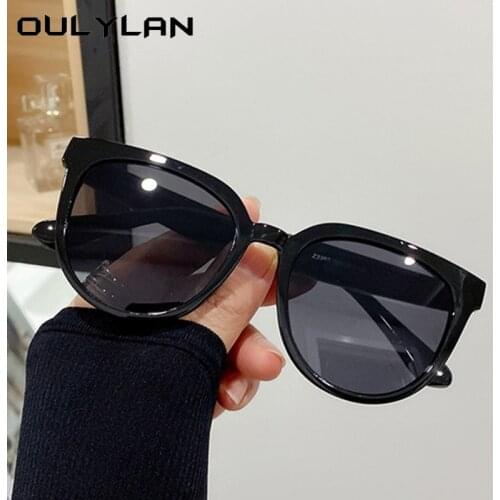 Oulylan Round Square Sunglasses Women Men Luxury Designer Shades Eyewear Vintage Sun Glasses Colored Glasses Black UV400