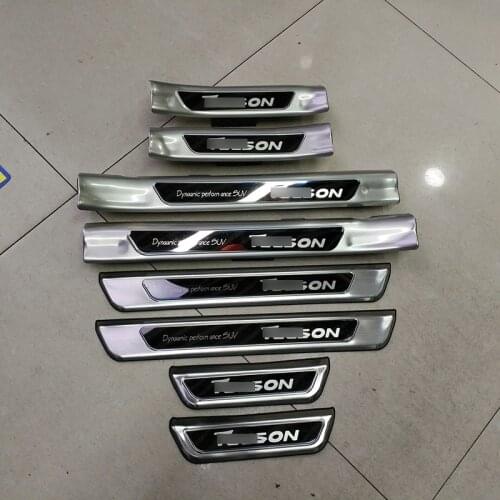 Car Styling Stainless Steel Door Sill Scuff Plate Panel Kick Step Protector Threshold for Hyundai Tucson 2015-2018