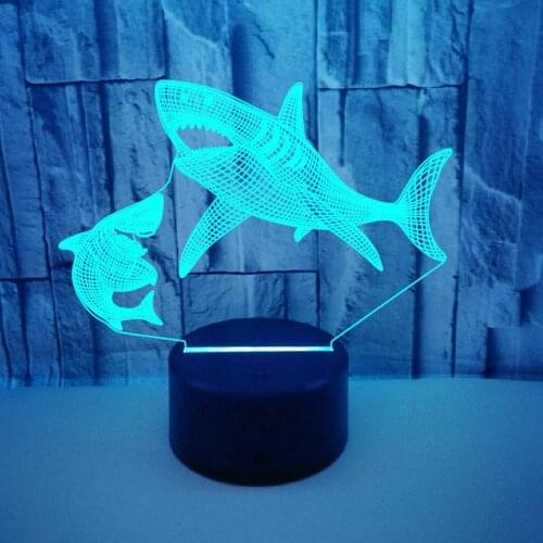 Shark Modelling LED 3D Night Light Lampara 7 Color Changing USB Table Lamp Remote Touch Switch Home Bedroom Decor for Kids Gifts