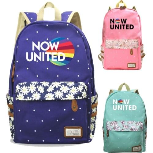 Now United Backpack Floral Canvas Bookbag Harajuku Laptop School Bags for Teenage Girls Bag Pack UN Team 2020 Better Album Hot