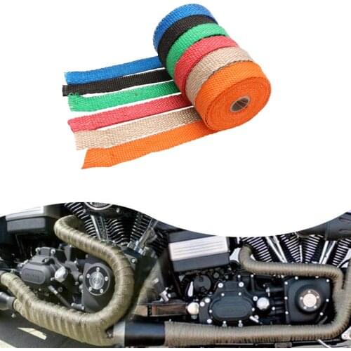 5M Roll Fiberglass Heat Shield Motorcycle Exhaust Thermal Tape Header Pipe Heat Wrap Tape Thermal Protection with Stainless Ties
