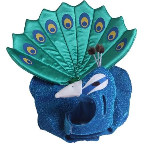 Outwear Peacock Design Adjustable Cotton Pet Cosplay Costume for Halloween Cat Dresses Pet Products Fashion Supplies