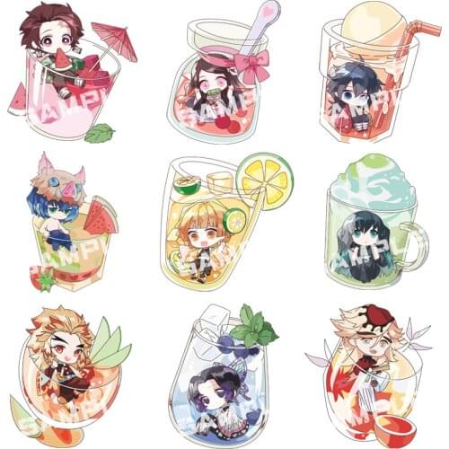 Japan Anime Demon Slayer Acrylic Keychain Bronco Blade Yaiba Keyring Pompom Of Pendant Keychain Ghost Cosplay