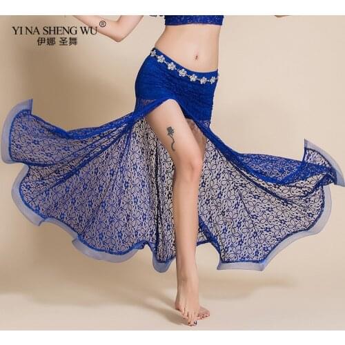 Royal Blue Belly Dance Skirts Oriental Double High Slit New Belly Dance Costume Skirt For Women Skirt Belly Dance(Without Belt)