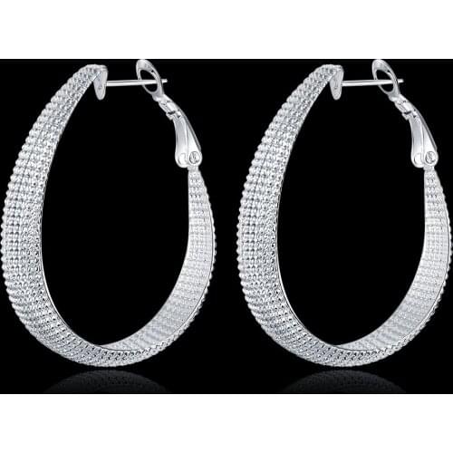 Hot Retro ethnic style 925 Sterling Silver hoop Earrings for Women Fashion Birthday Gifts classic Wedding party lady Jewelry
