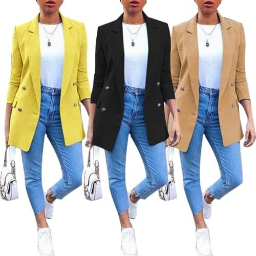 Women Blazer Casual Long Sleeve Blazers Open Front Office Lady Suit Jacket OL Lapel Coat Cardigan Blazers Formal Blazers