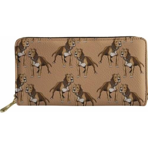 Noisydesigns Women purses canta Wallets Females Long Purse PU Leather Cash Holder Females Pitbull Lover Printing Change Pocket