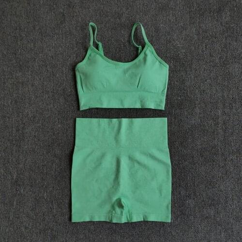 6 Colors Sports Suit Seamless Yoga Set Female Workout Clothes Medium Support Sports Bra+High Waist Gym Shorts Women Sportwear