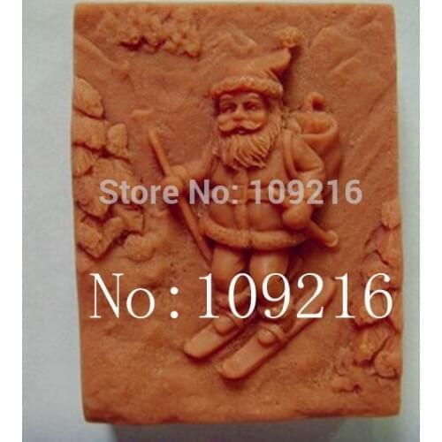 1pcs Santa Claus Ski(zx01351) Silicone Handmade Soap Mold Crafts DIY Mold