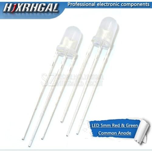 100pcs LED 5mm Round Diffused Red & Green two Color Common anode LED Diode Light Emitting Diode new and original hjxrhgal