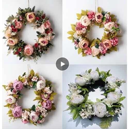 15.75-inch Large Rosa Wreath Base Wreath Flower Farmhouse Garland Wreath Front Door Wall Hanging for Wedding Wreath Home Decor