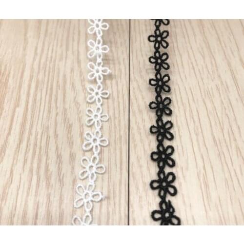 15 Yards White Black Polyester Embroidered Lace Trim Flower Lace Ribbon Handmade DIY Sewing Craft For Costume Hat Decoration