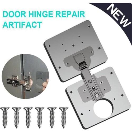2/4set Cabinet Hinge Repair Plate Set Practical Rust Resistant Stainless Steel Furniture Cupboard Hinge Repair Mount Door Drawer