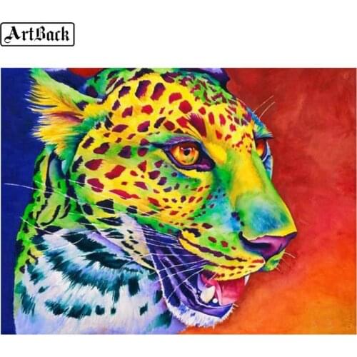 5d diamond painting colored leopard full square drill animal cross stitch 3d diamond embroidery handmade mosaic art home decor