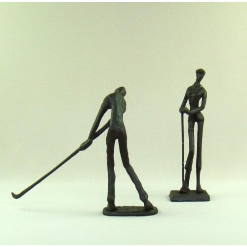 Abstract Metal Golf Lovers Figurines Ornamental Cast Iron Linksman Sculpture Craftworks for Home Decor and Valentines Day Gift