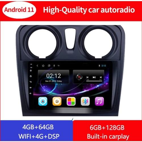 For Renault Logan Sandero 2012 2018 Car Radio Stereo GPS Navigator 6GB Ram 128GB Rom Autoradio 2Din Android 11 Multimedia Player