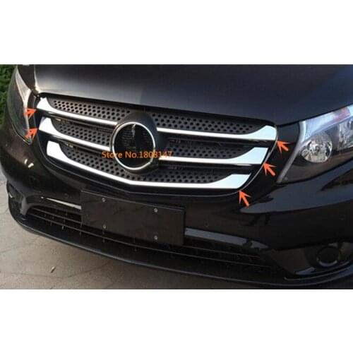 For Mercedes Benz Vito W447 2017 2018 2019 Cover ABS Chrome Racing Engine Trim Front Up Grid Grill Grille Hoods Part