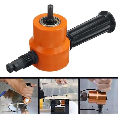 Double Head Sheet Nibble Metal Nibbler Saw Cutter 360 Degree Adjustable Drill Attachment With Extra Punch Free Cutting Tool