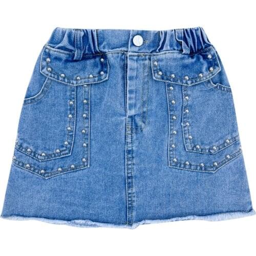 8 10 years old Girls Rivet Denim Skirts Summer 2021 new