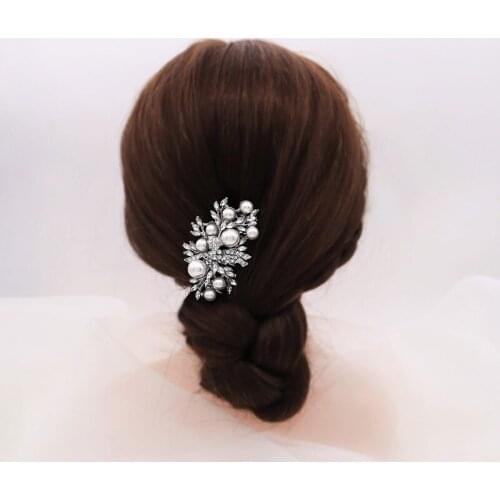 European and American bridal jewelry light luxury retro rhinestone insert comb size pearl dress accessories bridal headdress