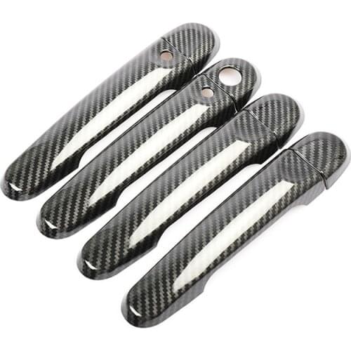 For Nissan March Micra K13 2010-2015 Carbon Fiber Chrome Car Door Handle Cover Trim Stickers Car Styling Accessories