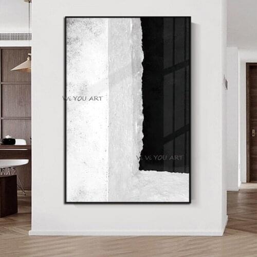 Pure Hand-Painted Oil Painting Nordic Modern Abstract Paintings Light Luxury Porch Painting White Texture Decorative Painting Ha