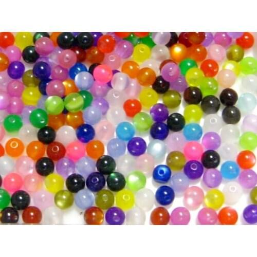 200 Mixed Color Acrylic Cats eye Round Beads 6mm