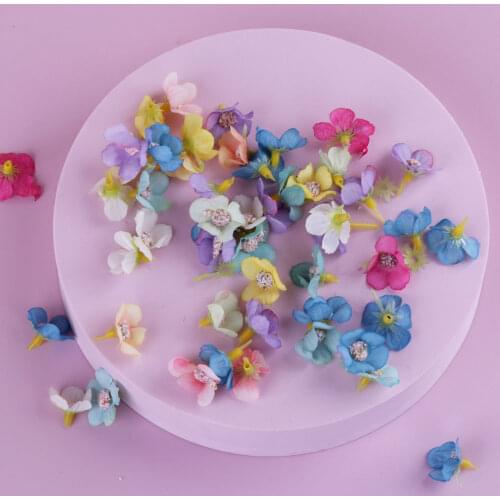 50pcs Mini Daisy Flower Head Silk Multicolor Artificial Flower For Wedding Engagement Party Home Decor DIY Garland Headdress