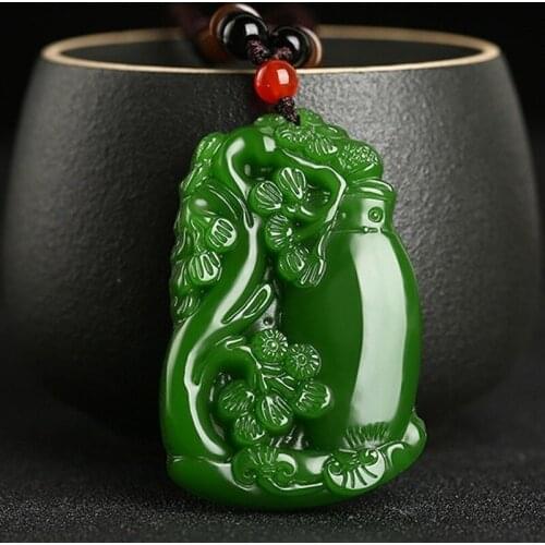 Natural Green Hand-carved Vase Jade Pendant Fashion Boutique Jewelry Men and Women Plum Blossom Necklace Gift Accessories